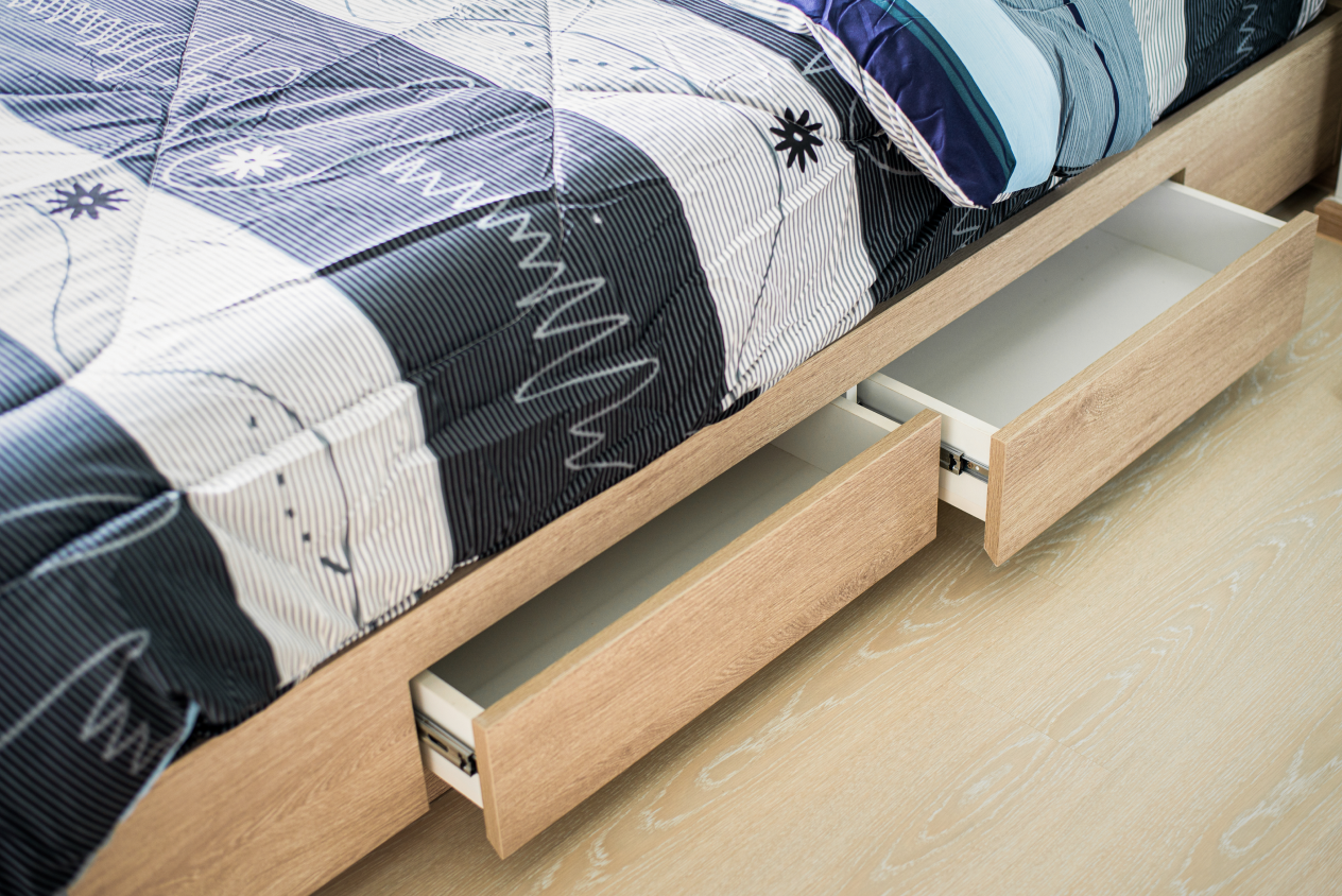 bed storage to organize small space