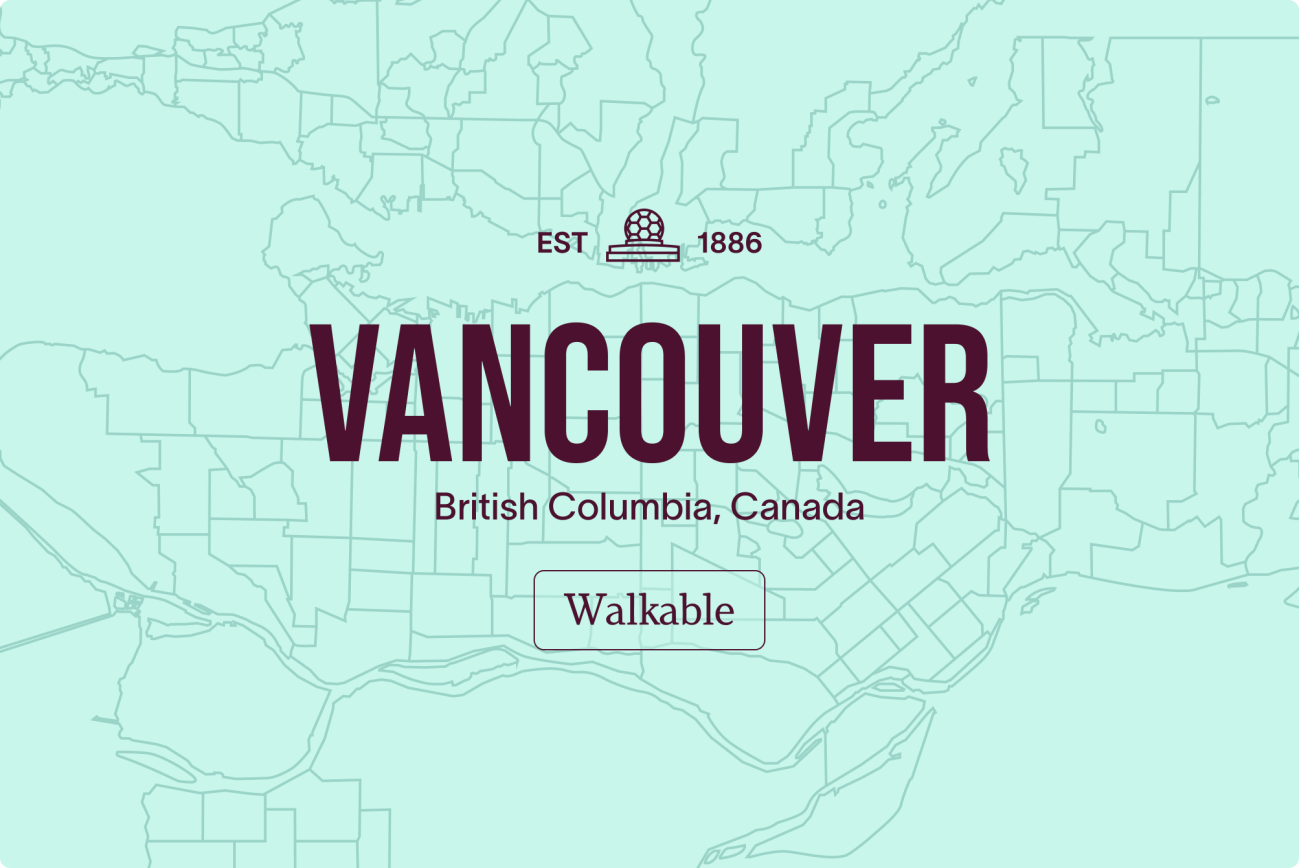 Map view of Vancouver walkable neighbourhoods